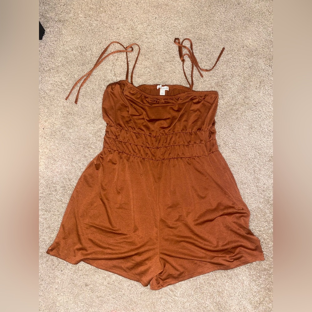 derek heart Brown Romper with tie straps